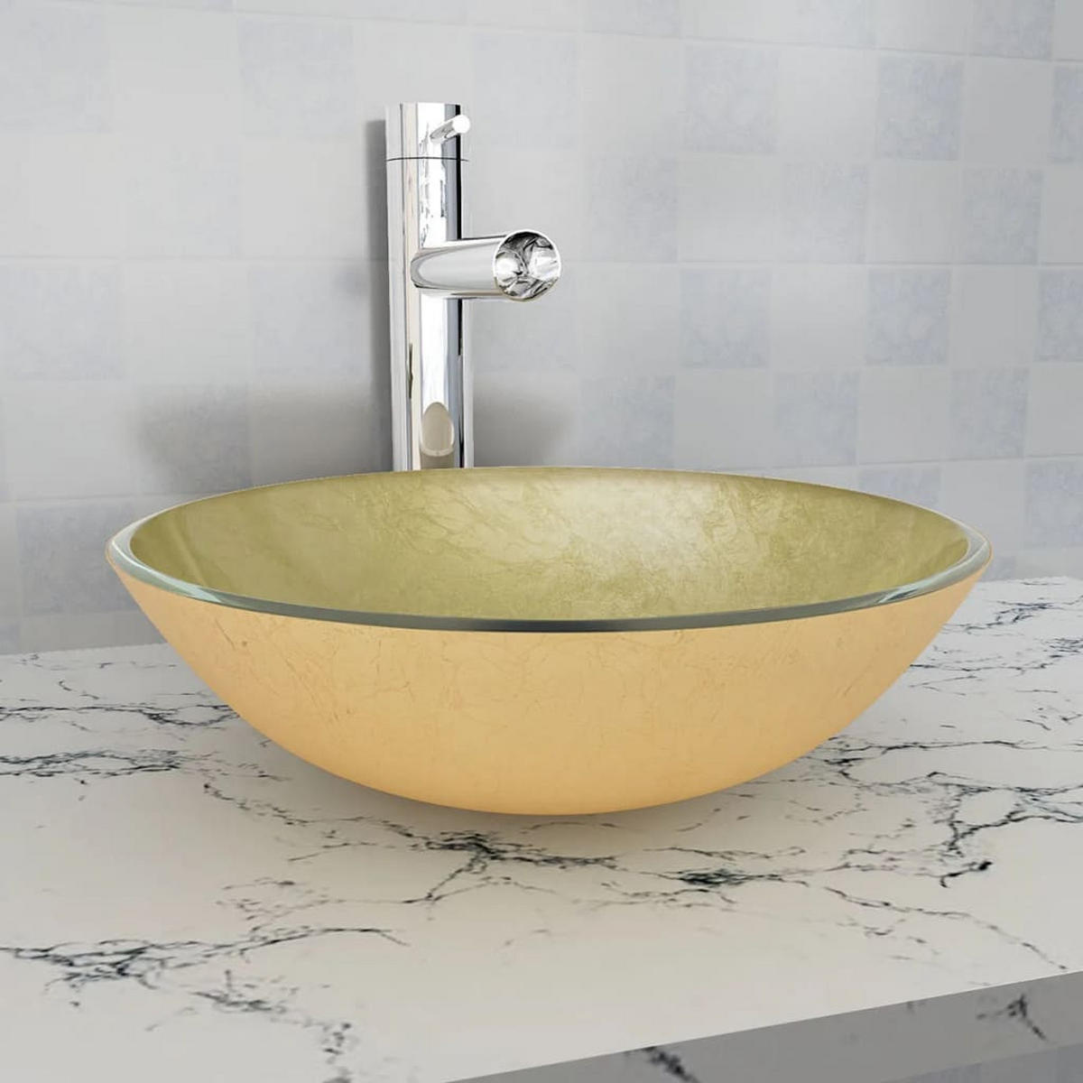 WASCHBECKEN Kulik 42/42/13 cm - Goldfarben, Glas (42/13/42cm) - Nettlife