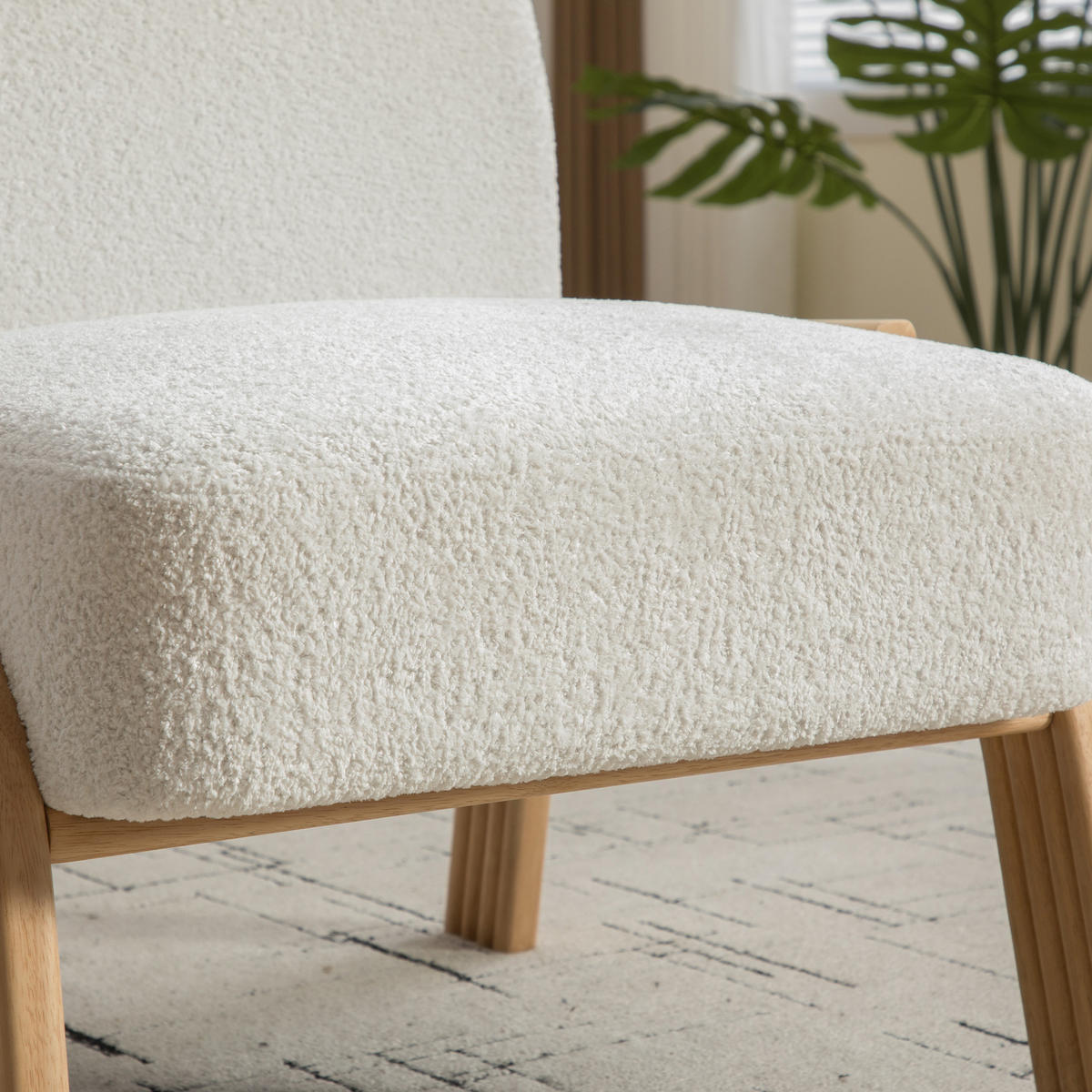 LOUNGESESSEL Chenille-Bezug mit Holzgestell, DE-42395, Elfenbein - Creme, Holzwerkstoff (61/78/72cm) - ComfortXL