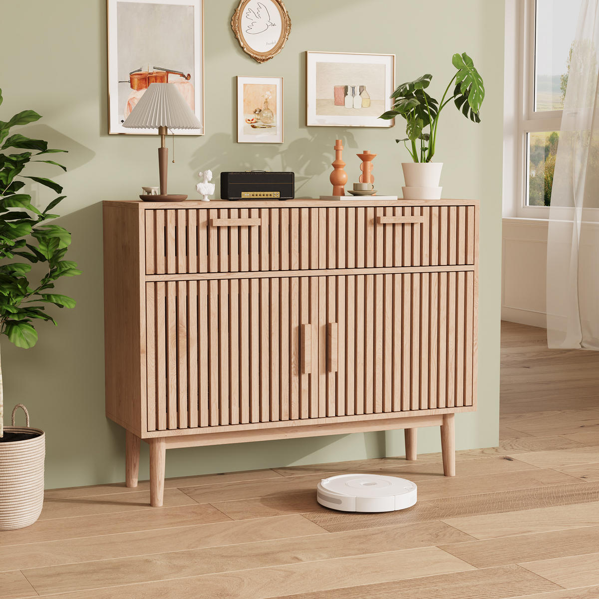 SIDEBOARD 100x35x80 cm Holzoptik mit Schubladen Buffetschrank - Braun, Holz (35/80/100cm) - PARAFTA HOME