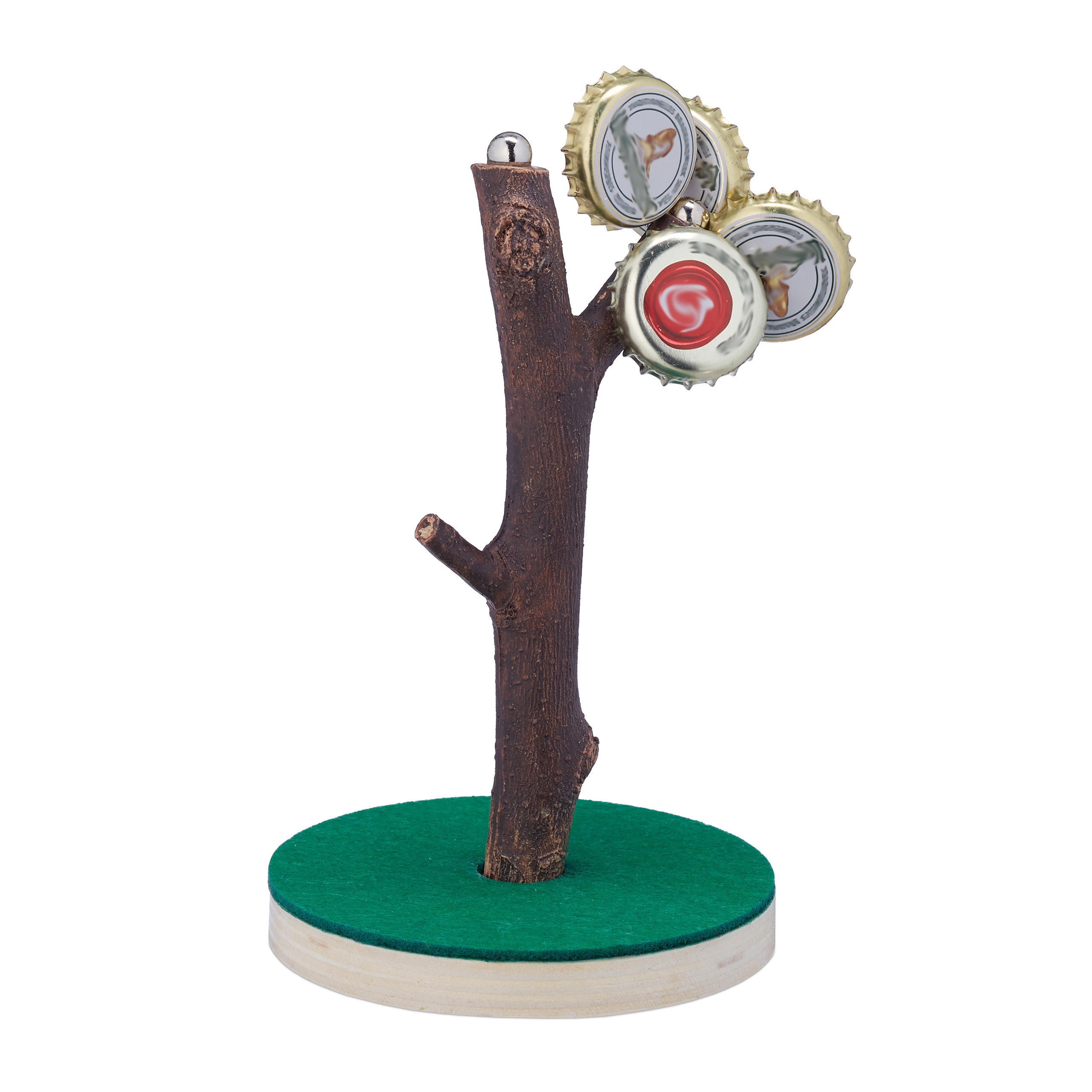 Relaxdays HRA Hnědá Zelená magnetický stromek na korunkové uzávěry 14x9 cm