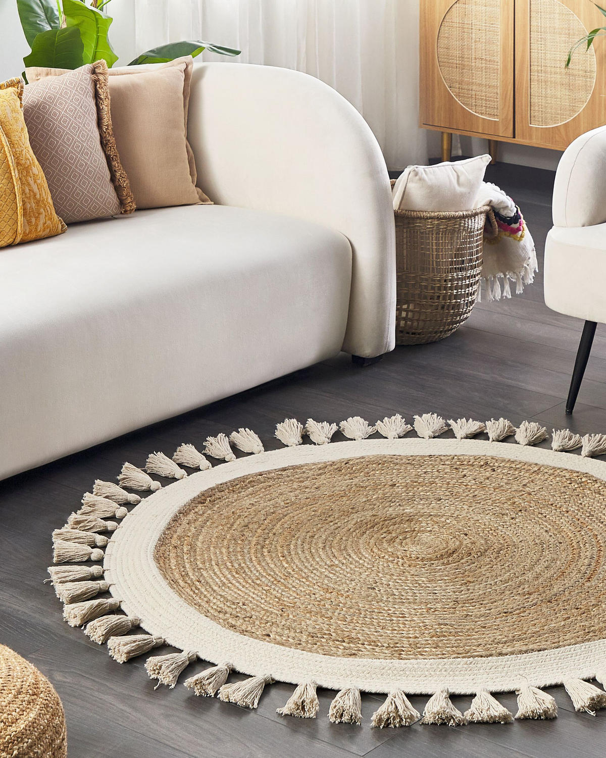 TEPPICH Beige Samsun - Beige, Textil (120/120cm) - Beliani