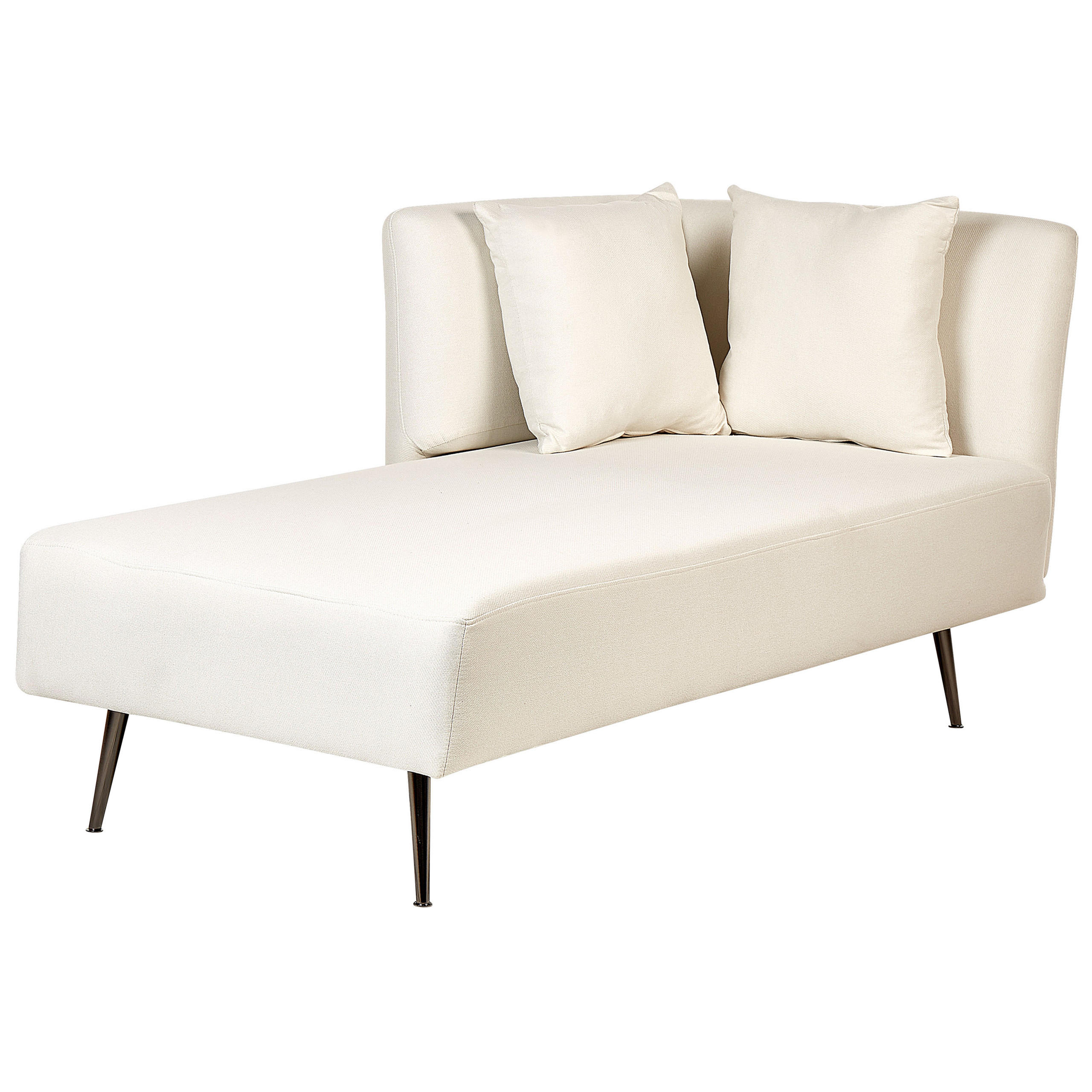 CHAISELONGUE cremeweiß rechtsseitig Riom - Schwarz/Weiß, Textil (156/75/77cm) - Beliani