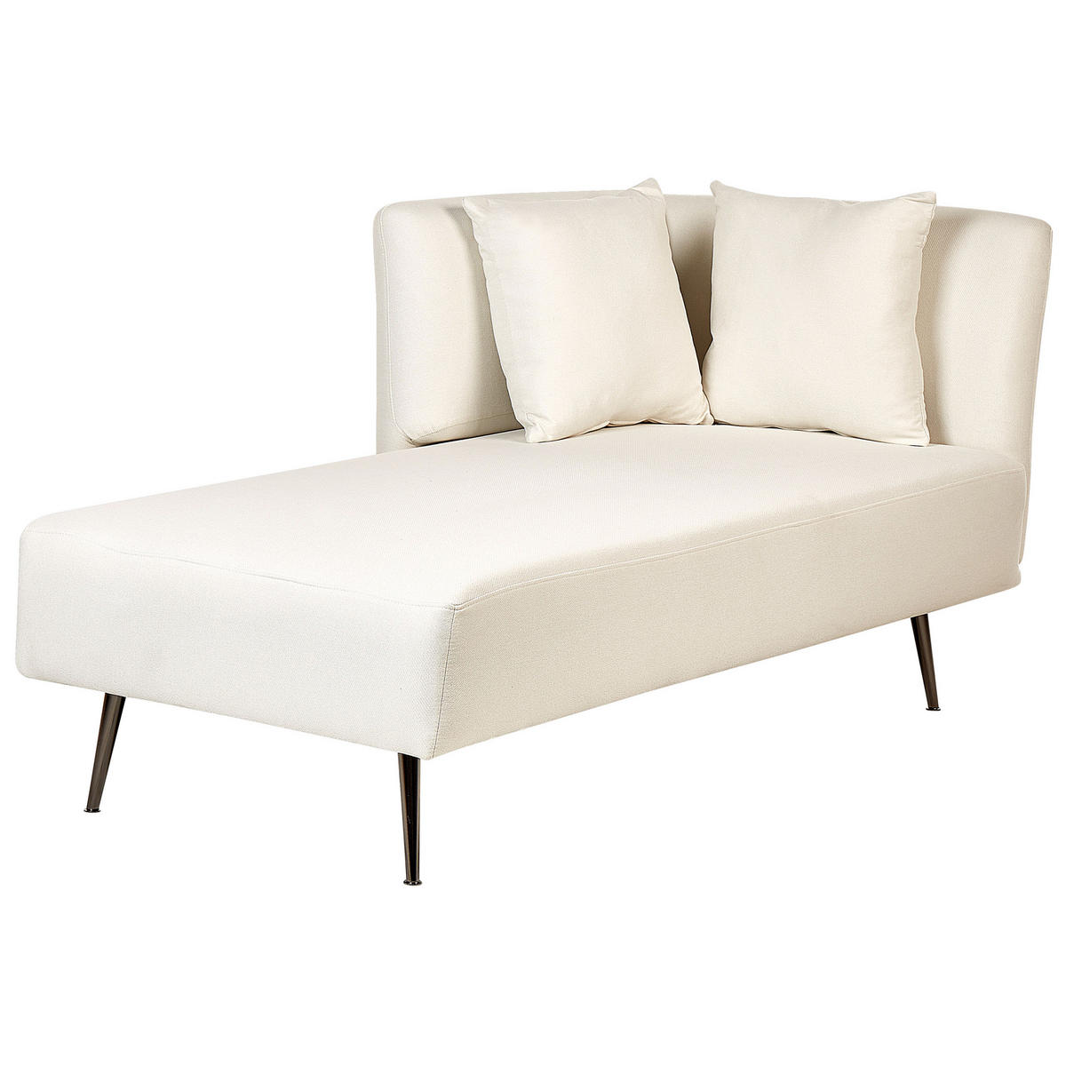 CHAISELONGUE cremeweiß rechtsseitig Riom - Schwarz/Weiß, Textil (156/75/77cm) - Beliani