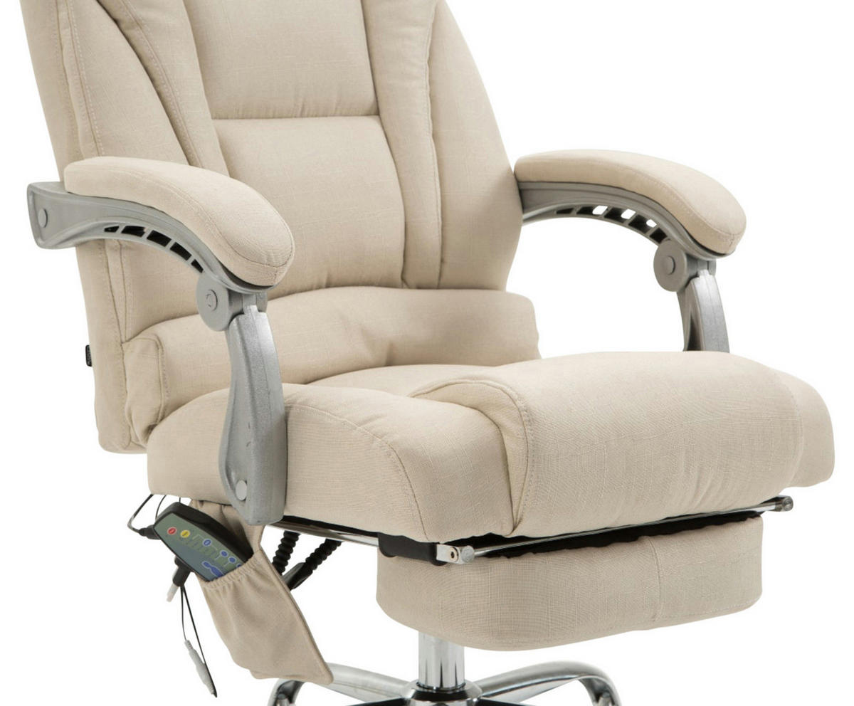 CHEFSESSEL Stoff creme - Chromfarben/Creme, Textil/Metall (68/118/64cm) - CLP