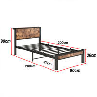 METALLBETT 90x200 cm Stauraum Kopfteil braun - Dunkelbraun, Holzwerkstoff (90/200cm) - LEBENLANG