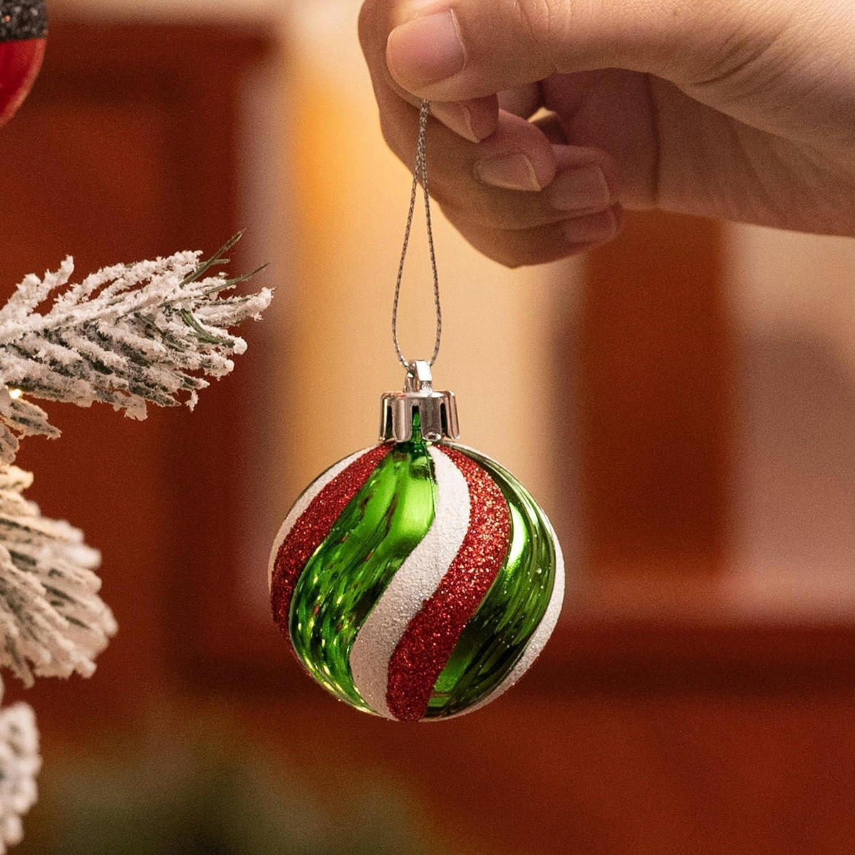 WEIHNACHTSKUGELN 35-teiliges Set 5 cm Rot Grün Weiß - Multicolor, Kunststoff (5/5/5cm)