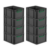EUROBOX 8x NextGen Color 22x30x40 cm 20 Liter Griffe grün zu, Schwarz - Schwarz/Grün, Kunststoff (30/22/40cm) - PROREGAL