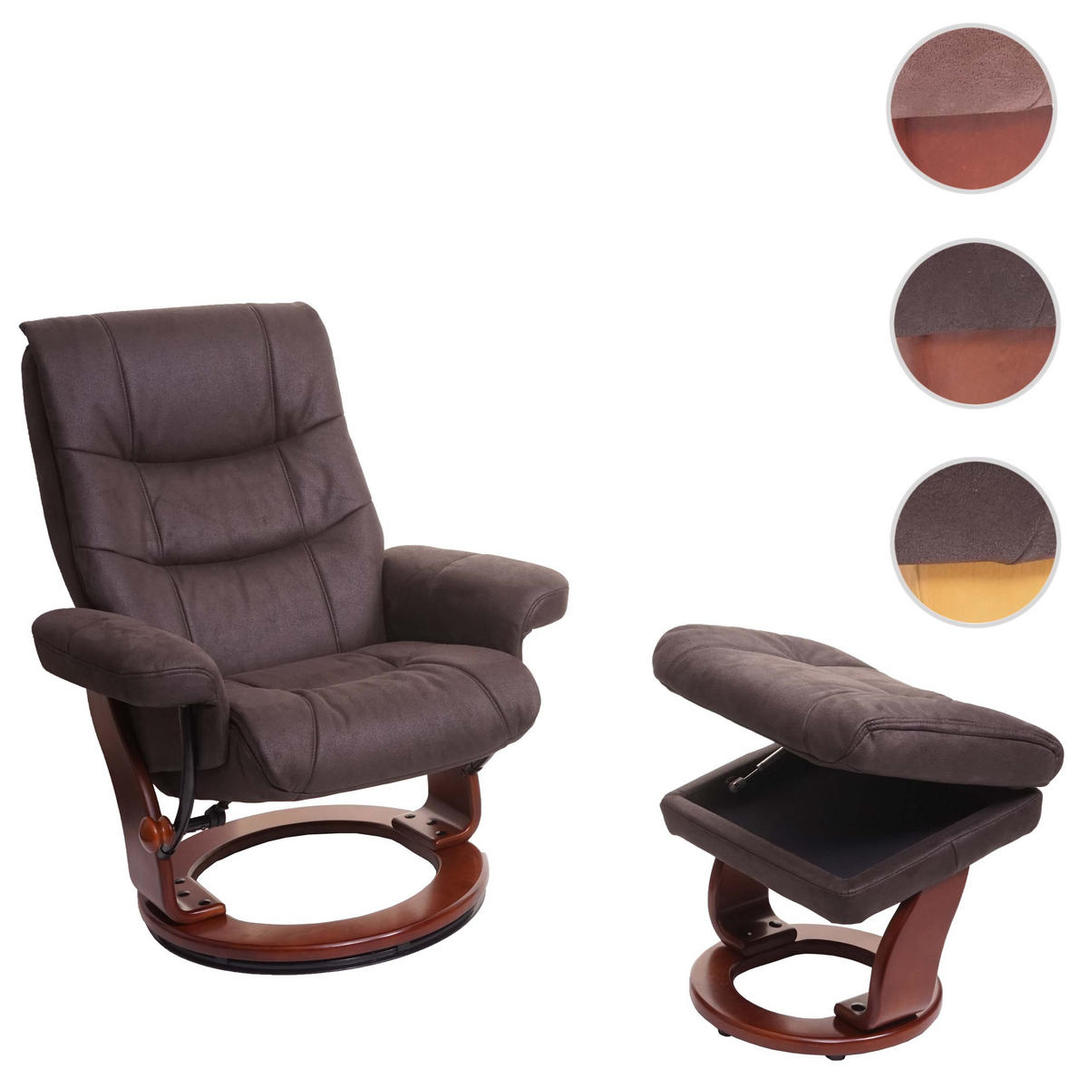 RELAXSESSEL MIT HOCKER Schwarz, Braun - Schwarz/Braun, Textil (81/105/92cm) - MCA