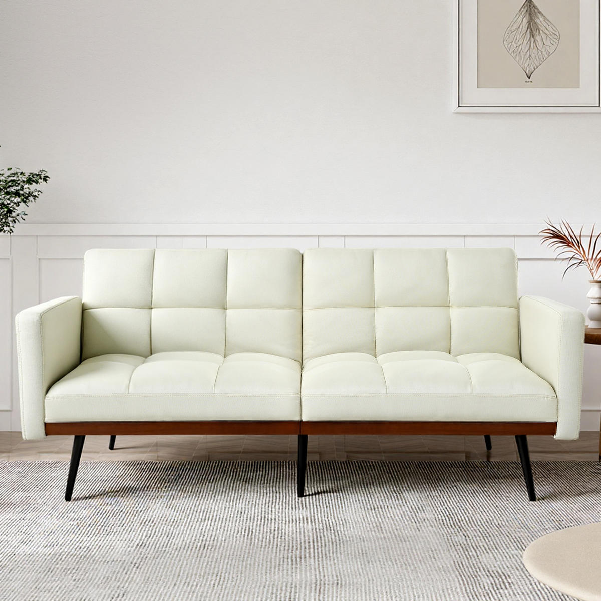 SCHLAFSOFA 146/60/70 cm in Leinenoptik Beige - Beige, Textil (146/70/60cm) - Oxeza