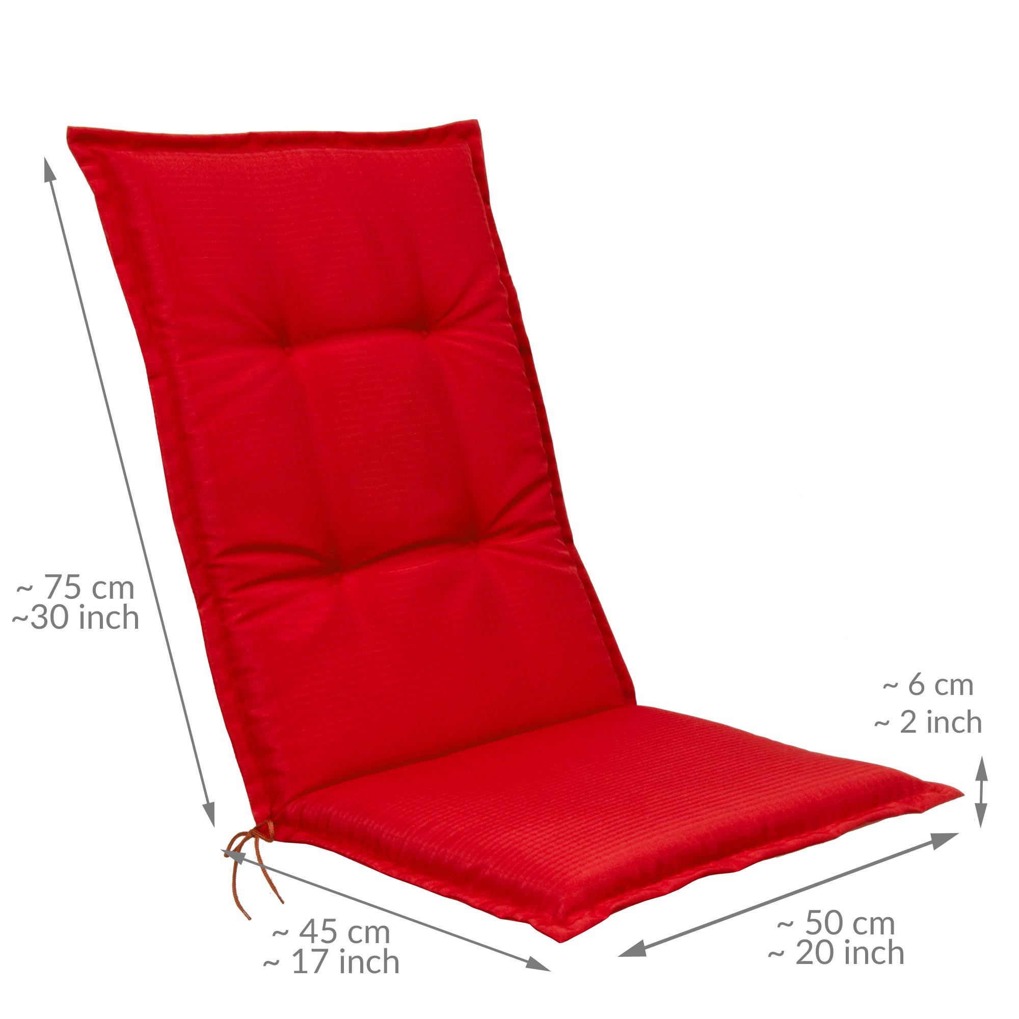 HOCHLEHNERAUFLAGE Base HL 120/50/6cm Rot 4tlg - Rot, Textil (50/6/120cm) - Beautissu 