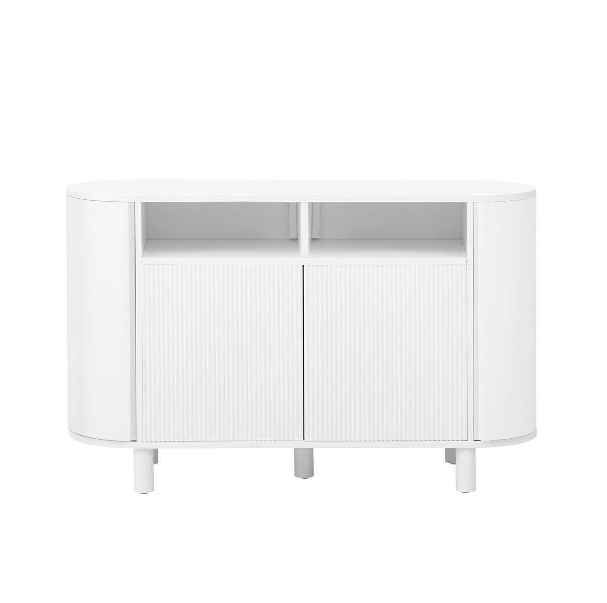 SIDEBOARD 120/38/77 cm Weiß aus MDF mit verstellbaren Böden - Weiß, Holzwerkstoff (120/77/38cm) - OKWISH