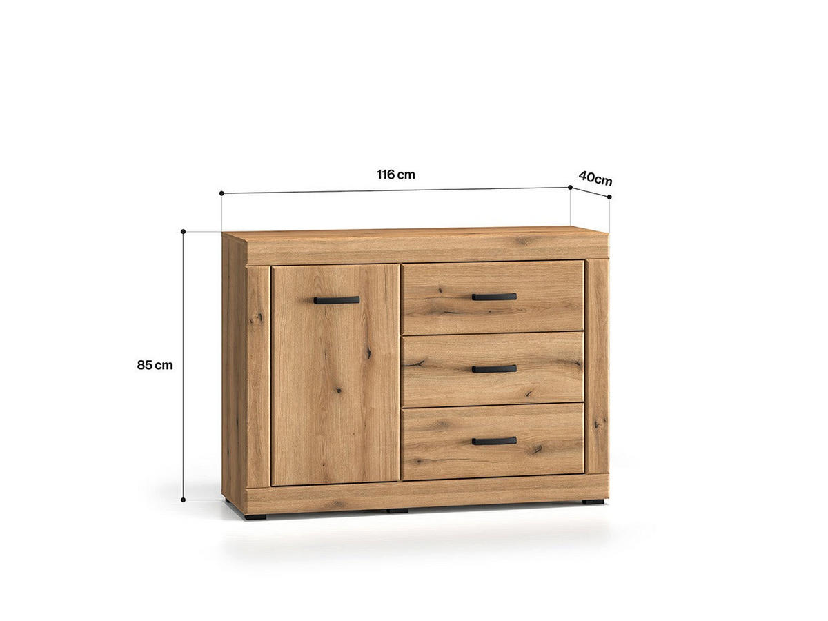 KOMMODE – DORA 05 – 116 cm – Dora – Eichefarben - Eichefarben, Holzwerkstoff (116/85/40cm) - hi-markt