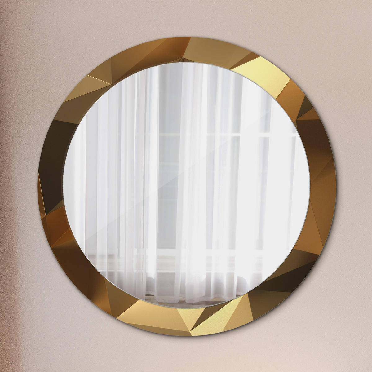 SPIEGEL Ø80 cm Rund mit Aufdruck - Braun, Glas (80/80/0.4cm) - TULUP