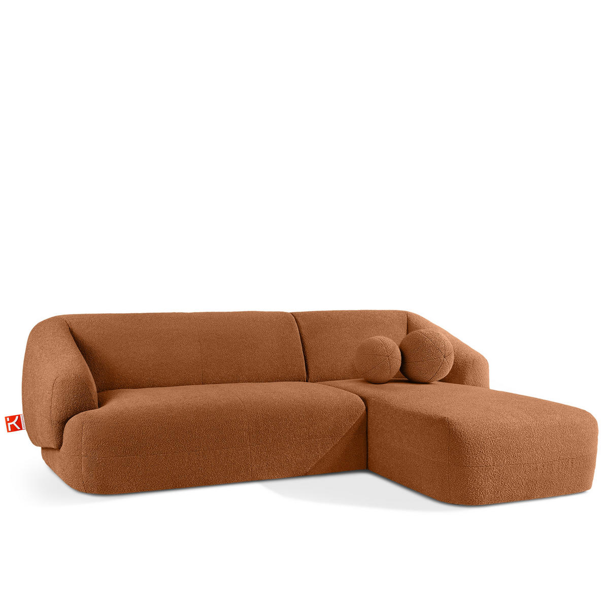 ECKSOFA RECHTS VIRA, Rost, Bouclé - Rotbraun/Schwarz, Holz/Holzwerkstoff (300/160cm) - KONSIMO®