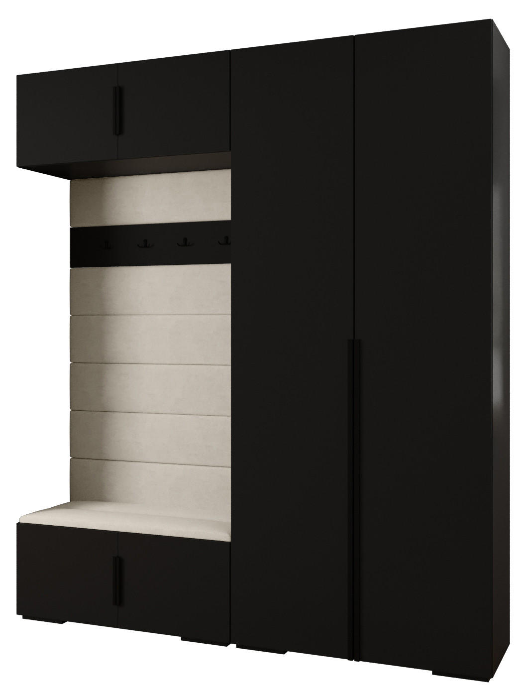 Abiks Möbel Garderoben-Set Schwarz, Beige, Schwarz 200x236.7x47 cm