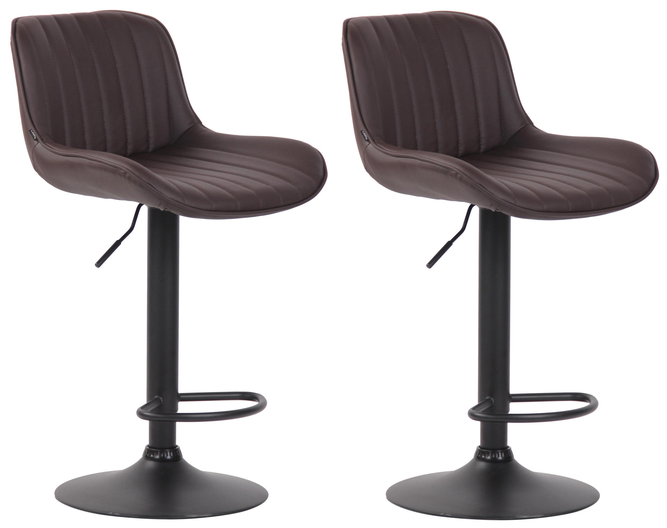 BARHOCKER 2er Set Lederlook braun - Schwarz/Braun, Textil/Metall (50/86/50cm) - CLP