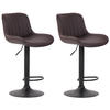 BARHOCKER 2er Set Lederlook braun - Schwarz/Braun, Textil/Metall (50/86/50cm) - CLP