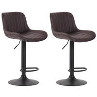 BARHOCKER 2er Set Lederlook braun - Schwarz/Braun, Textil/Metall (50/86/50cm) - CLP