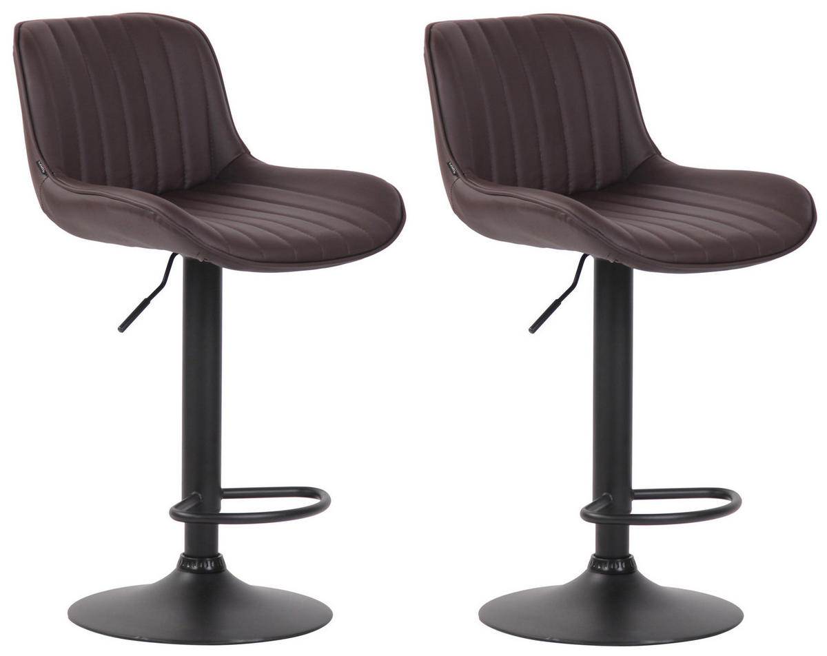 BARHOCKER 2er Set Lederlook braun - Schwarz/Braun, Textil/Metall (50/86/50cm) - CLP