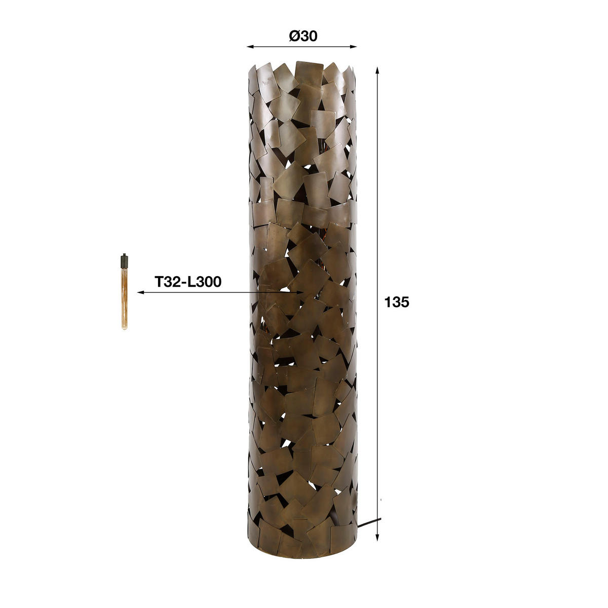 STEHLEUCHTE Patch Bronze 30/30/ 135 cm - Bronzefarben, Metall (30/30/135cm) - Hoyz Collection