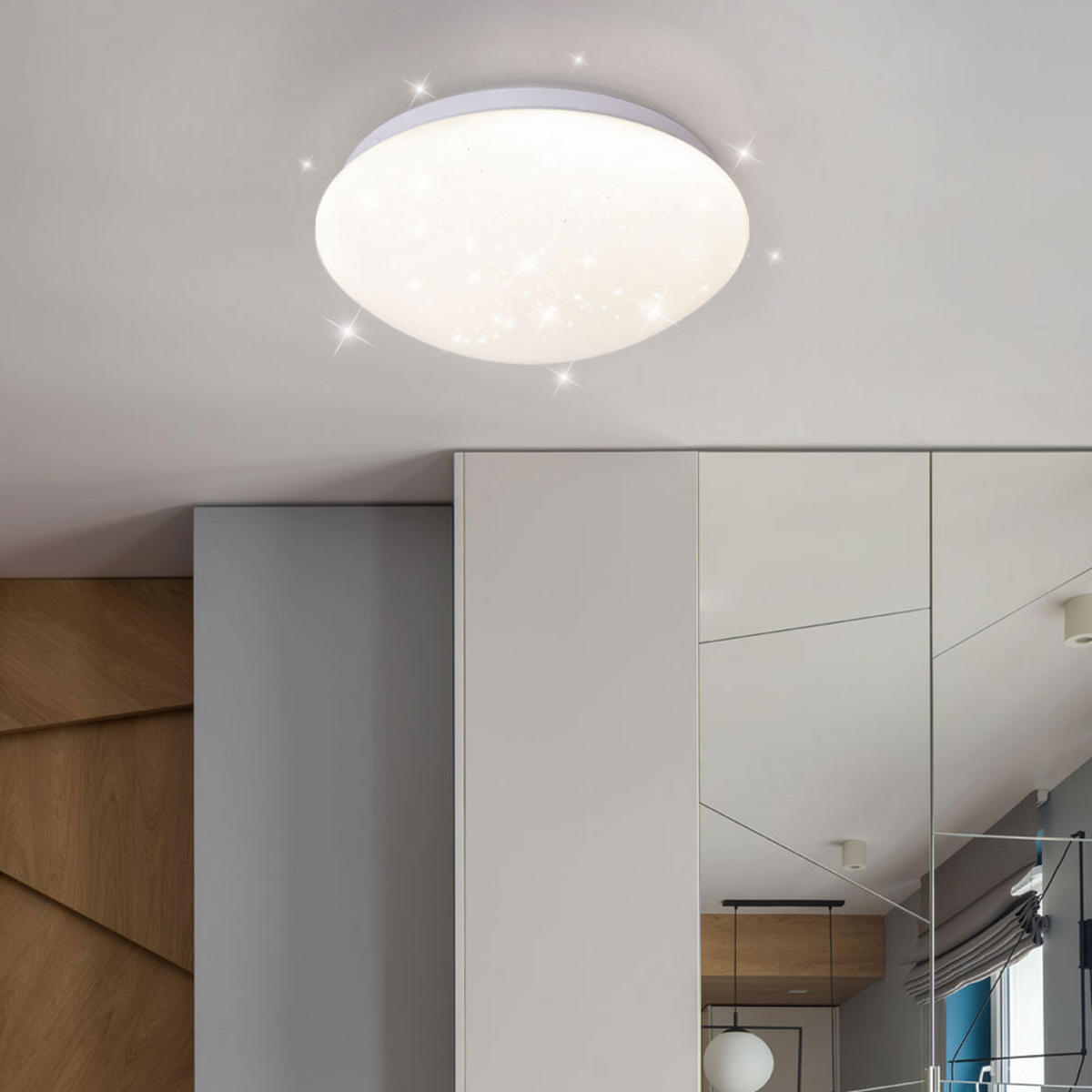 LED DECKENLEUCHTE Metall Weiß Sternenhimmel Effekt - Weiß, Metall (21.5/21.5/7.8cm)