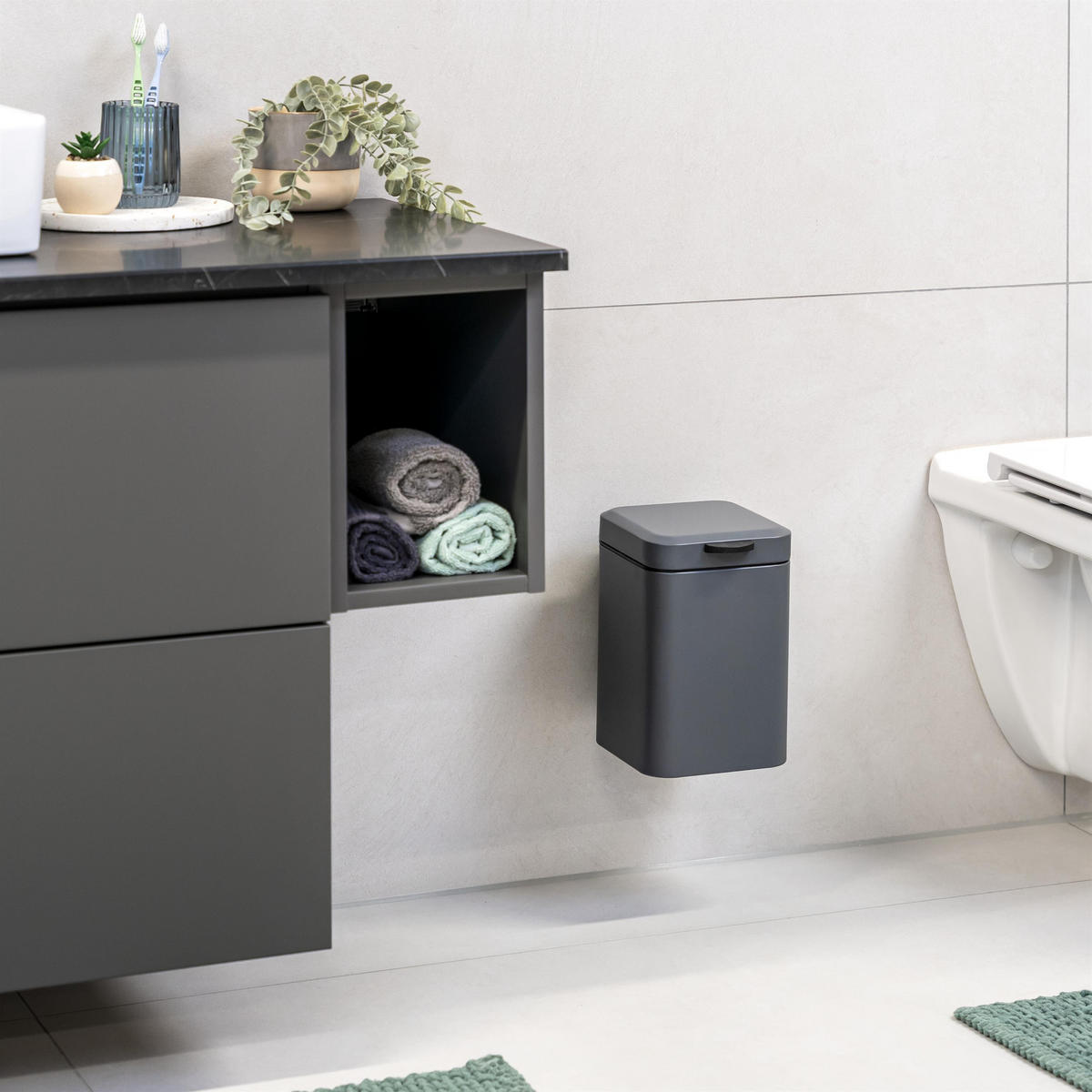 WAND-KOSMETIKEIMER, grau - Grau, Metall (16/24/23cm) - bremermann