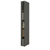 AKTENREGAL grau matt, Eiche Wotan 20 x 200 cm, Standregal mit 5 Ordnerhöhen - Eichefarben/Schwarz, Holzwerkstoff/Kunststoff (20/200/40cm) - Furn.Design