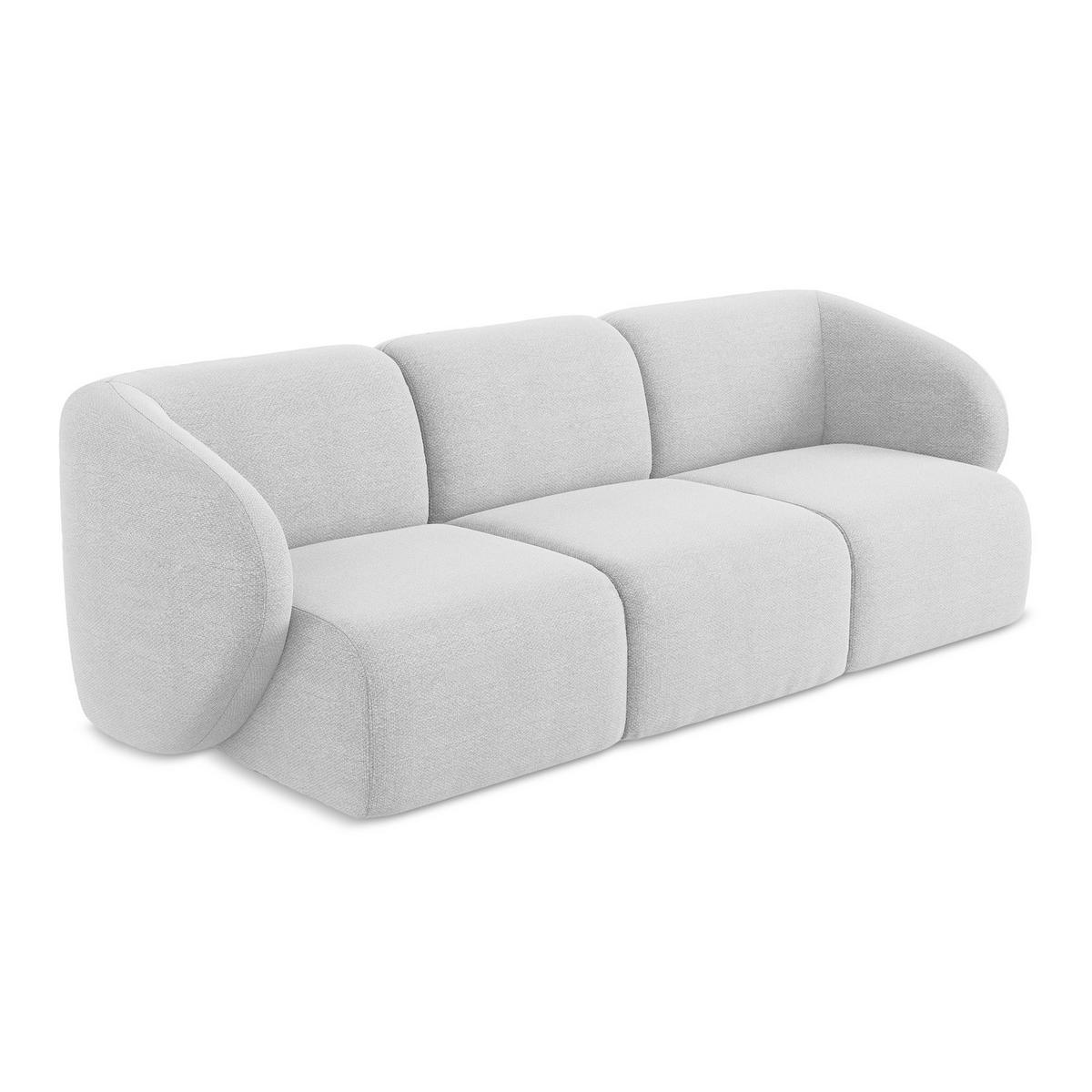 3-SITZER SOFA Bouclé Stoff Grau - Silberfarben/Schwarz, Holzwerkstoff/Kunststoff (244/75/94cm) - LaMiaSofa