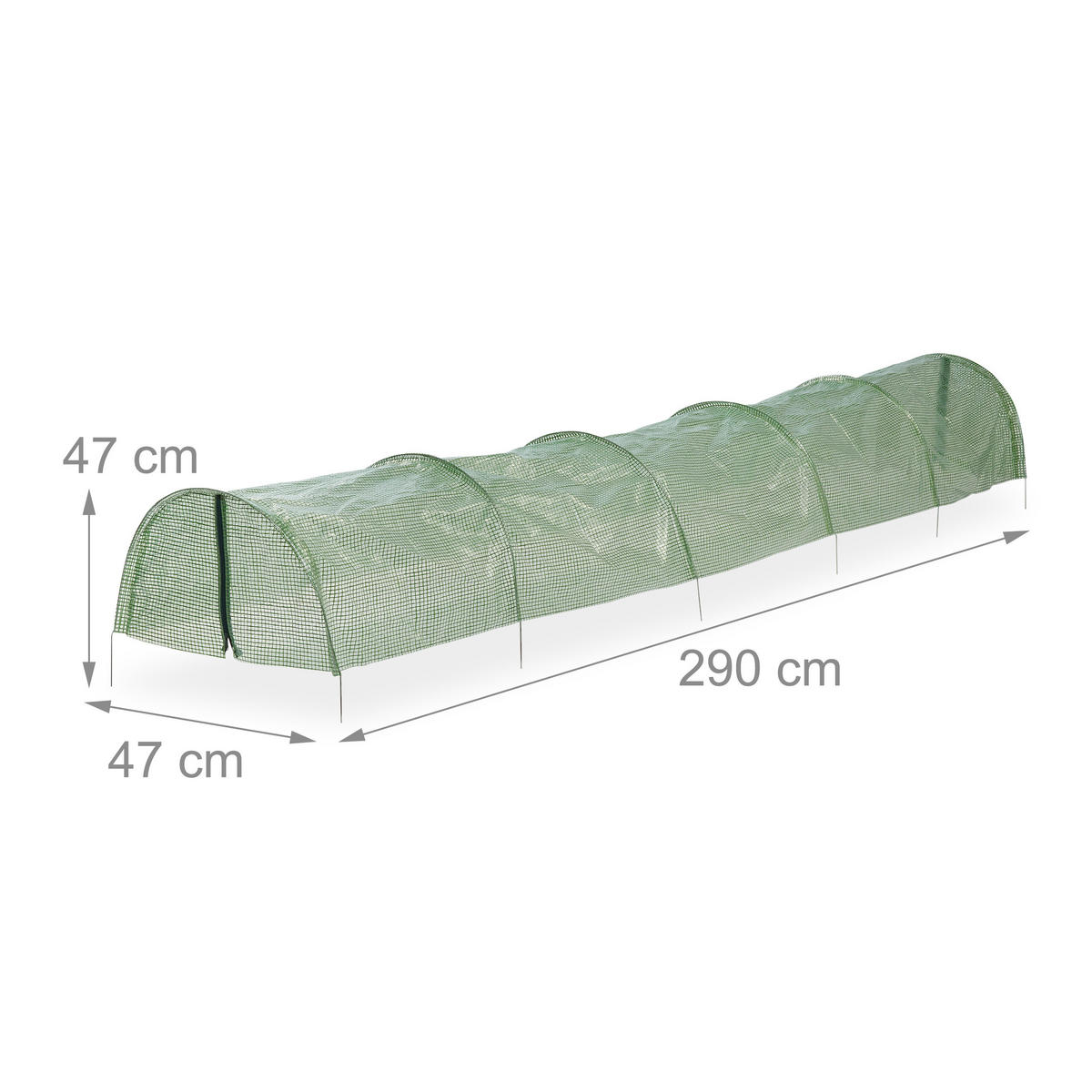 2XFOLIENTUNNEL - Dunkelgrün, Kunststoff/Metall (47/47/290cm) - Relaxdays