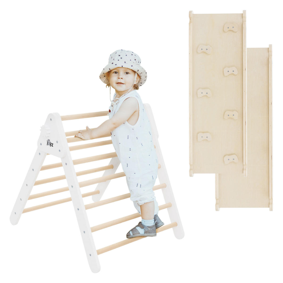 KLETTERBOGEN mit RUTSCHBRETT - Weiß, Holz (72/60/94cm) - Joyz