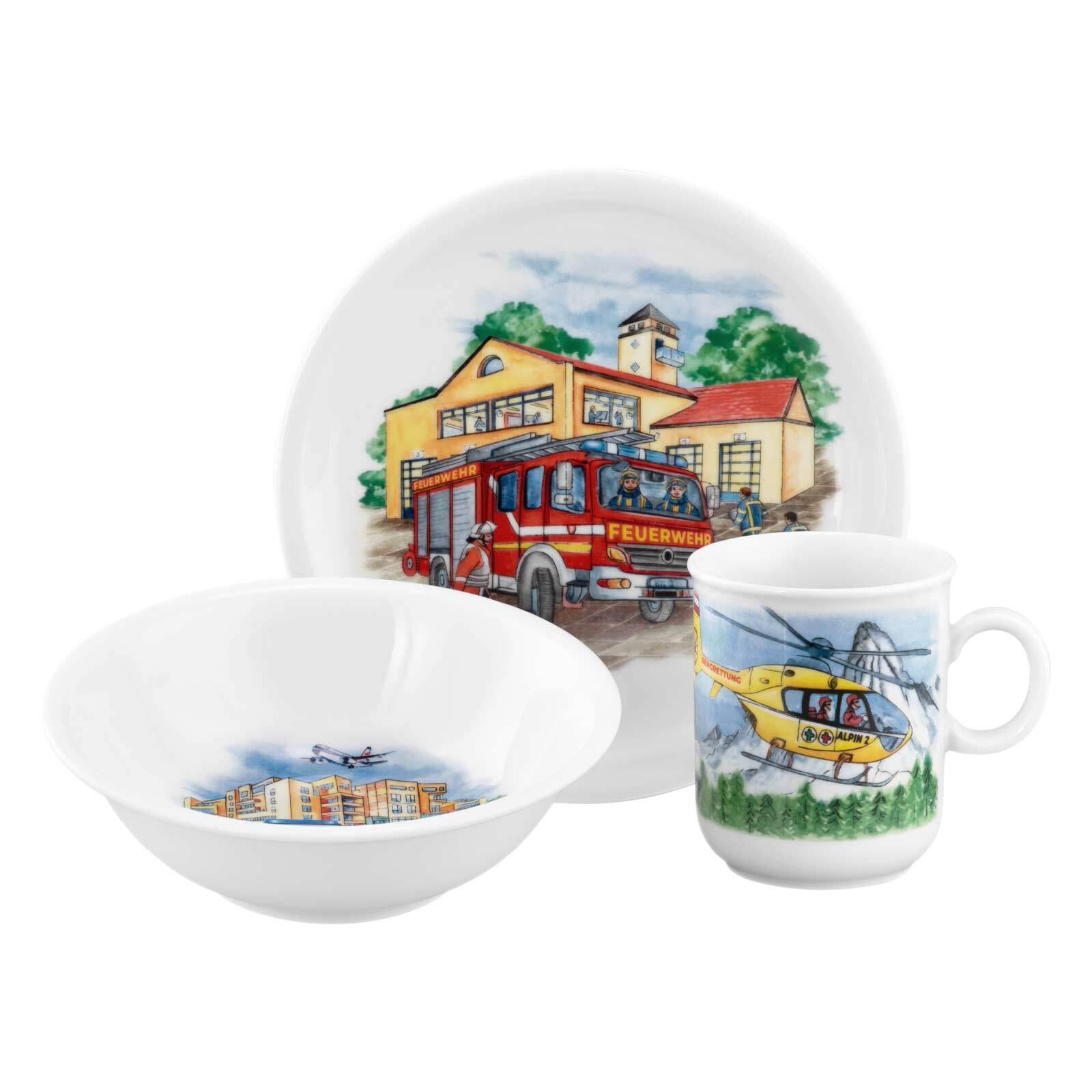 KINDERGESCHIRR SET Compact Blaulicht bunt 3er Set - Multicolor, Keramik (21.4/20.5/21.4cm) - Seltmann Weiden