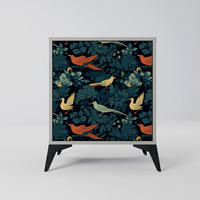 SIDEBOARD FOWL ORNAMENT, Grau, 57,5x42x70,5 cm, Schwarze Metall-Sternfüße - Multicolor/Schwarz, Holzwerkstoff/Metall (57.5/70.5/42cm) - SpaceRebels