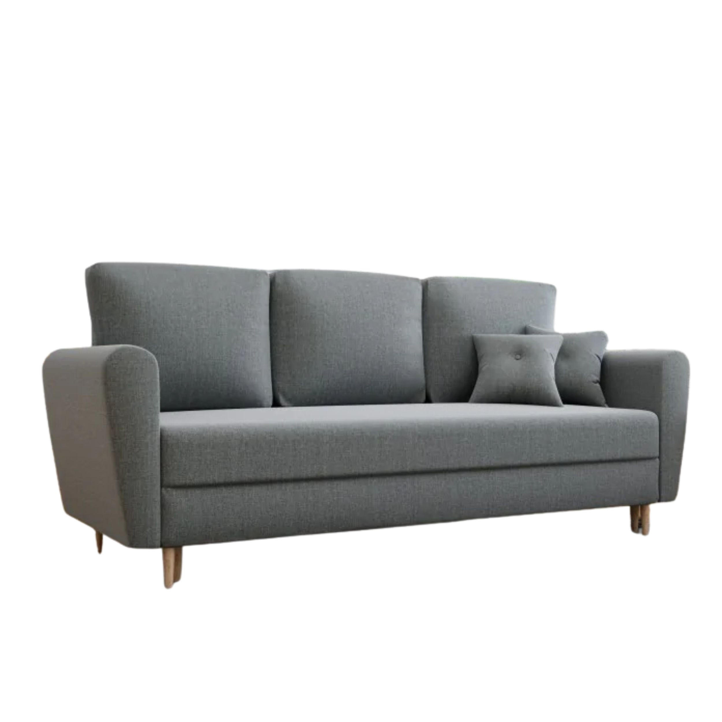 SCHLAFSOFA LILI, Sofa mit Schlaffunktion und Bettkasten, Farbe: Hellgrau, Veloursstoff - Hellgrau, Textil (229/95/87cm) - Sepro Meble
