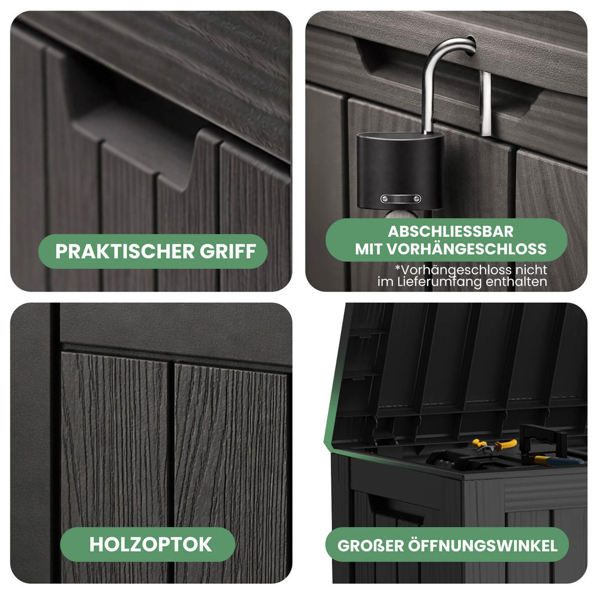 GARTENBOX 272L Schwarz - Schwarz, Kunststoff (114/57.5/46.3cm) - Akord