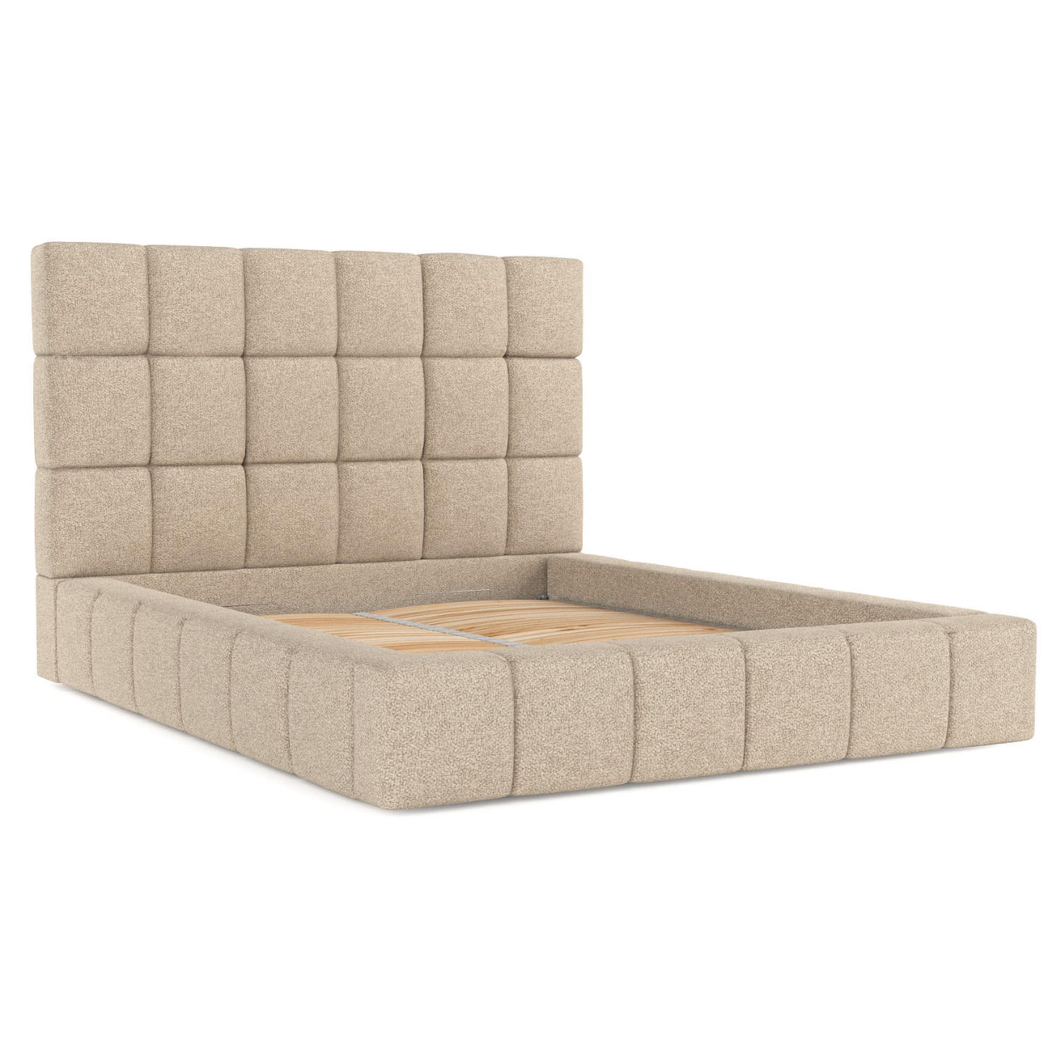 POLSTERBETT Skiathos mit Stauraum 180/200 cm Hellbeige im Bubble Stoff - Sandfarben/Schwarz, Holz/Holzwerkstoff (180/200cm) - AltaBeds