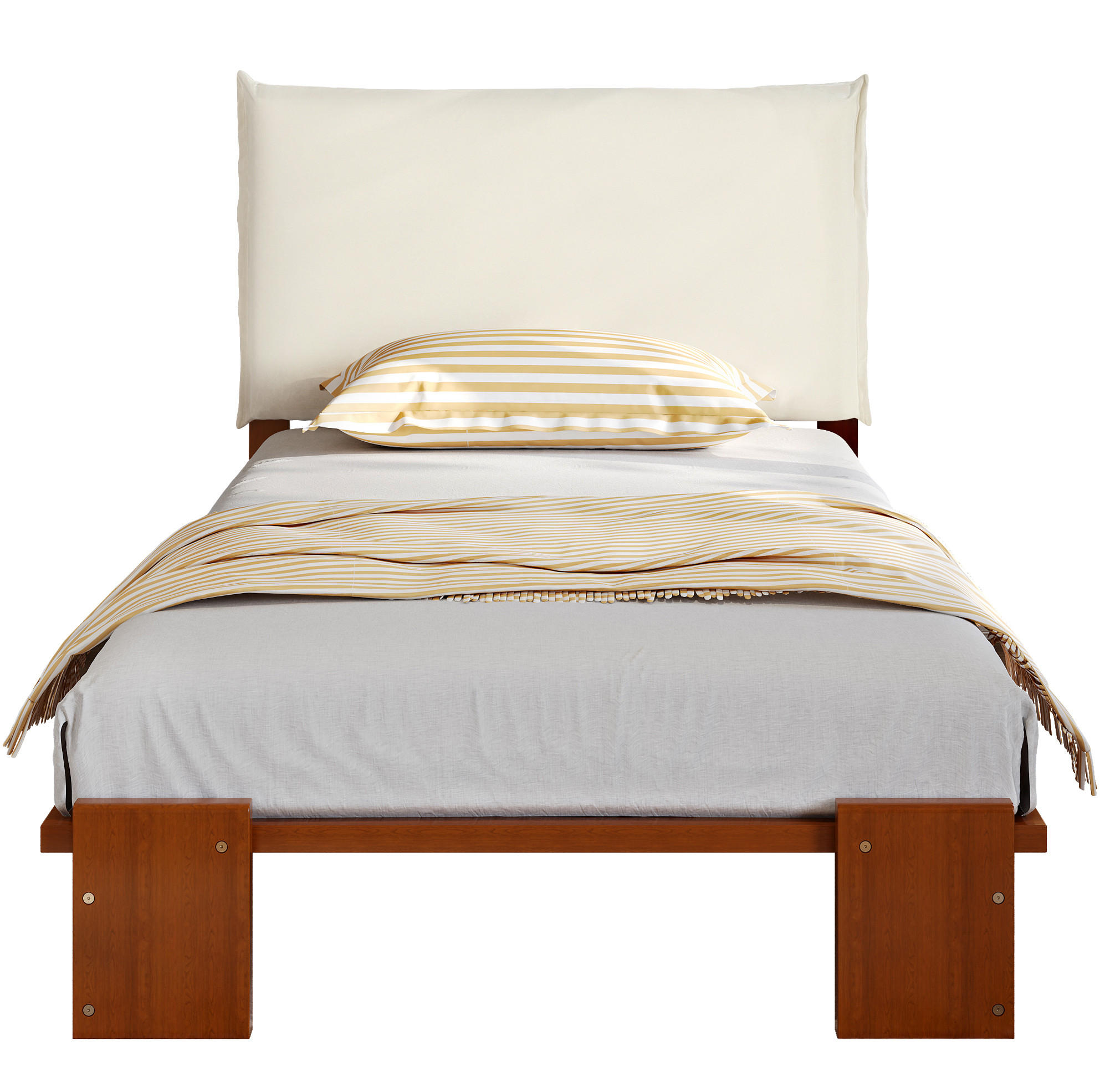 POLSTERBETT 90/200 cm Dunkelbraun aus Holz und Stoff mit gepolsterter Rückenlehne - Braun, Textil (90/200cm) - OKMYHOME