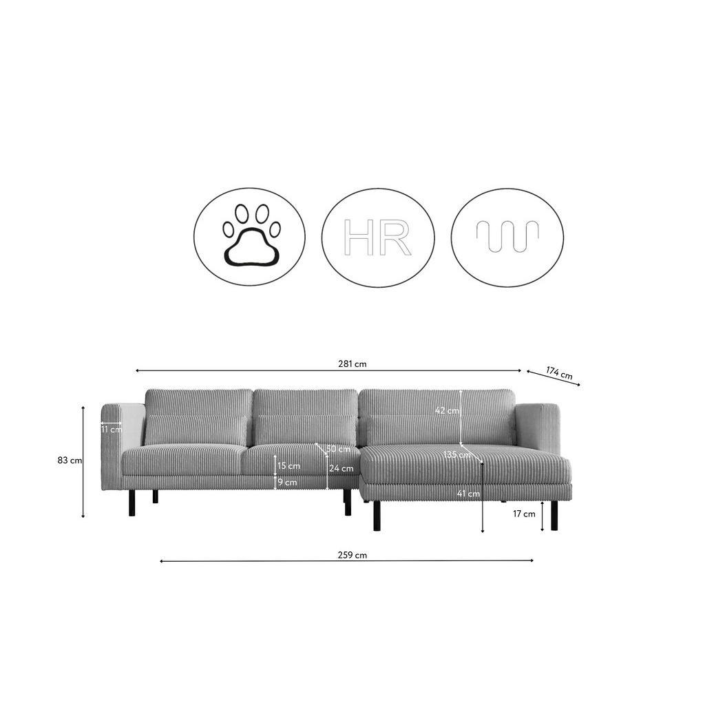 Thumbnail - Kaiser Möbel Ecksofa, Silber, Holz, L-Form, 281x174 cm, Wohnzimmer, Sofas & Couches, Wohnlandschaften, Ecksofas