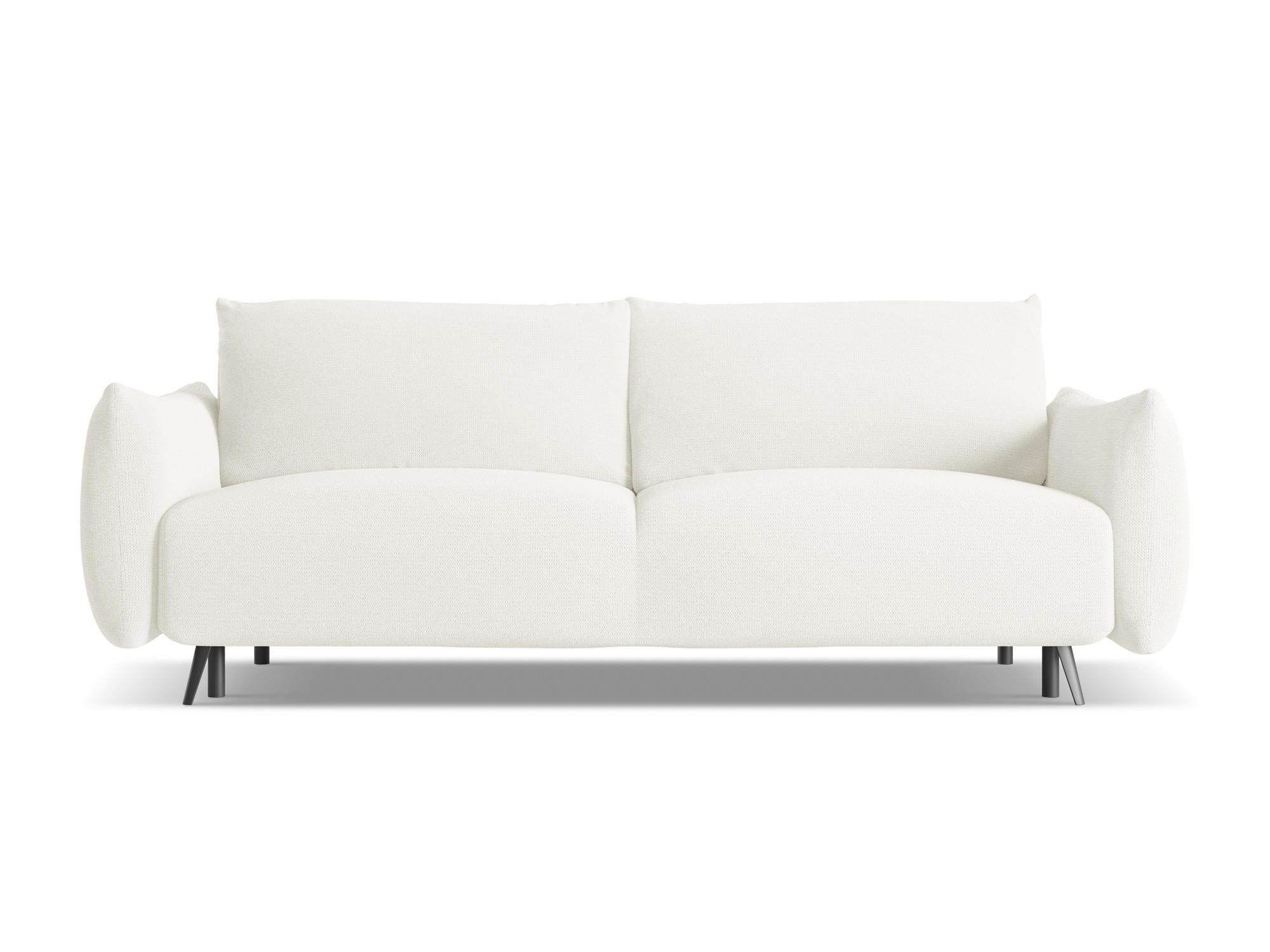 3-SITZER SOFA mit Schlaffunktion Chenille Stoff Weiß - Schwarz/Weiß, Textil/Metall (230/86/105cm) - Makamii