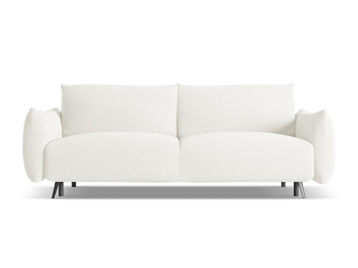3-SITZER SOFA mit Schlaffunktion Chenille Stoff Weiß - Schwarz/Weiß, Textil/Metall (230/86/105cm) - Makamii
