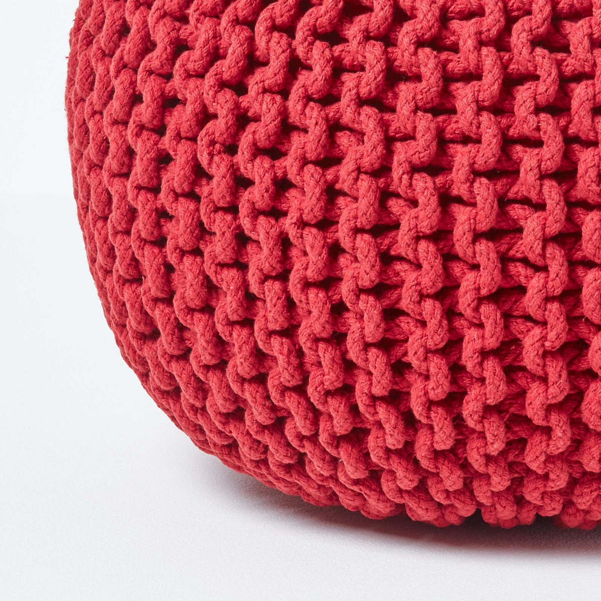 STRICK-POUF rot, 40/40/35 cm - Rot, Textil (40/35/40cm) - Homescapes
