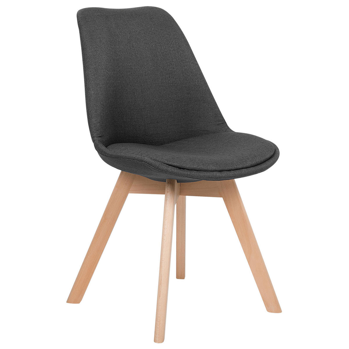 ESSZIMMERSTUHL 2er-Set Polsterbezug Dunkelgrau Dakota - Grau, Holz/Textil (47/84/43cm) - Beliani