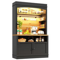 KÜCHENSCHRANK mit LED 107x43x184 cm MDF Metall Schwarz 2er-Set - Schwarz, Metall (43/184/214cm) - Meubliv