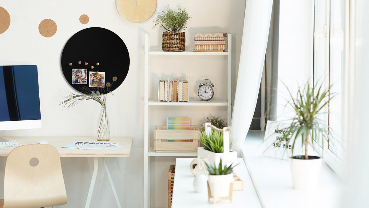 MAGNETTAFEL Runde schwarze SLIMboard Durchmesser 40 cm – rahmenlose Magnettafel - Schwarz, Metall (40/40/0.3cm) - ALLboards