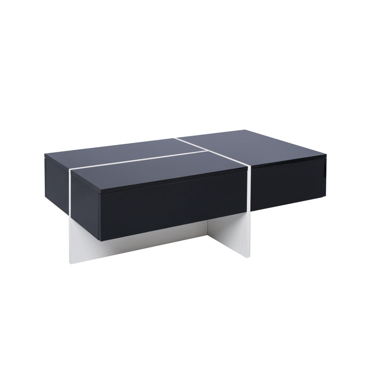 COUCHTISCH 100/50/34.5 cm schwarz aus Spanplatte mit LED-Beleuchtung und 3 Schubladen - Schwarz, Holzwerkstoff (100/50/34.5cm) - OKMYHOME