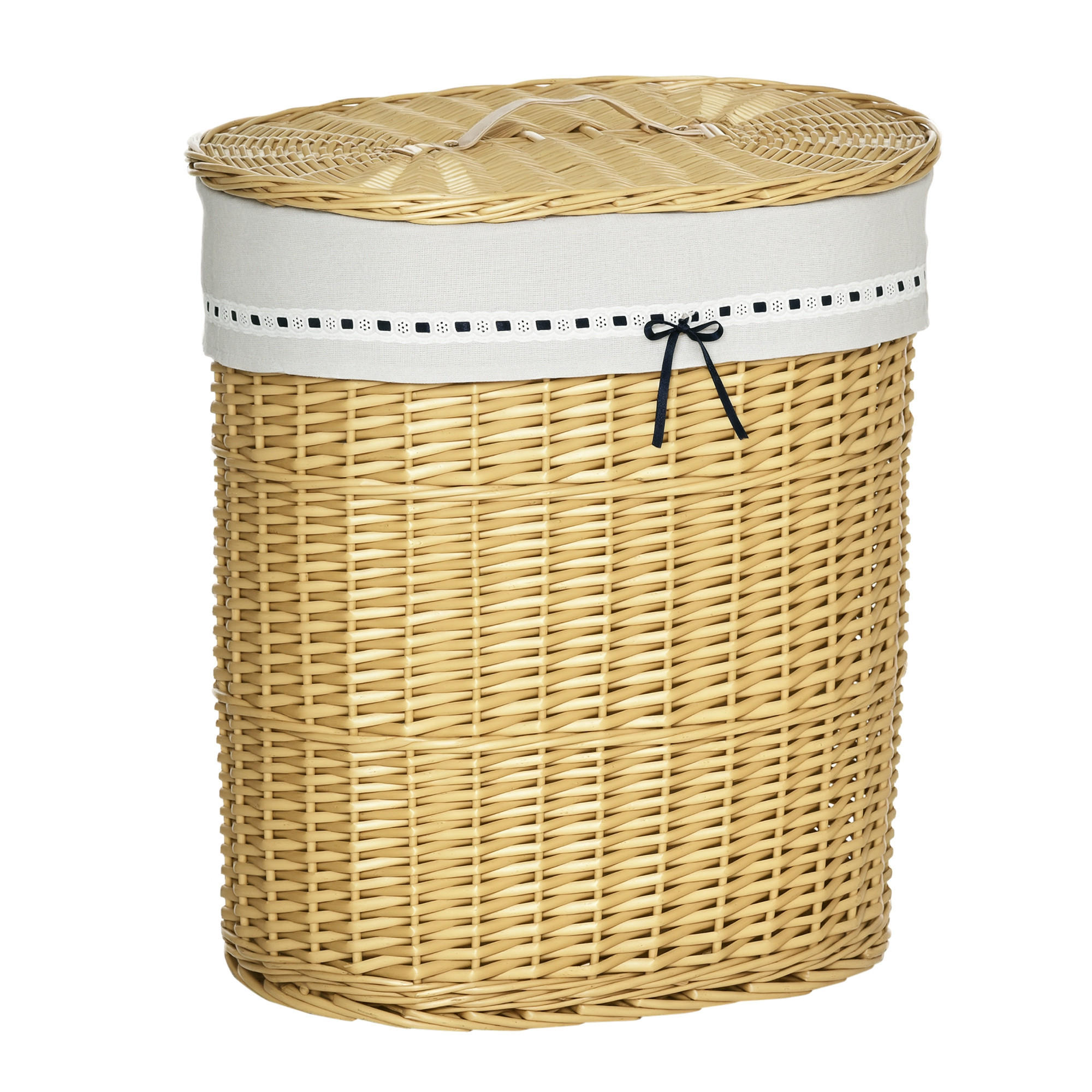 WÄSCHEKORB DE-09417 mit Deckel & Griff, herausnehmbarer Sack Natur - Naturfarben, Naturmaterialien (51/57/38cm) - ComfortXL
