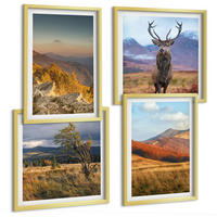 BILDER SET 4er Set - 50x50 cm & 40x60 cm Goldrahmen - Berglandschaften, Hirschgras - Goldfarben, Kunststoff (50/50cm) - TULUP