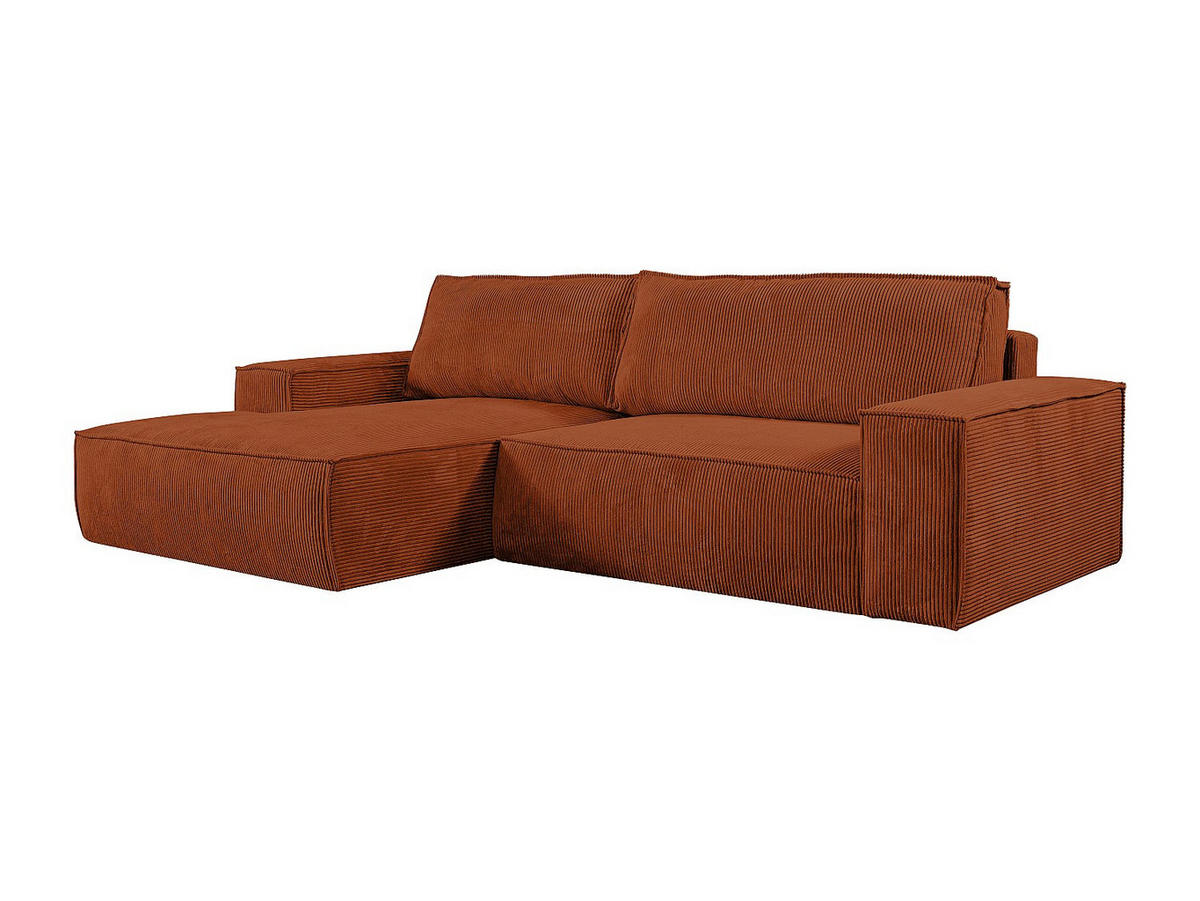 ECKSOFA mit Schlaffunktion - Ecke links - Cord - Terracotta - AMELIA - Terracotta, Textil (267/167cm) - Vente-Unique