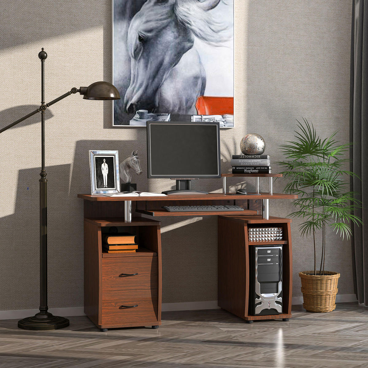 BÜROTISCH Walnussbraun 1 Stück - Walnussfarben, Holzwerkstoff (55/120/85cm) - GiPP