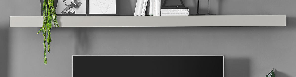 WANDBOARD Kieselgrau matt, Wandregal 200 cm - Eichefarben/Grau, Holzwerkstoff (200/8/20cm) - Furn.Design