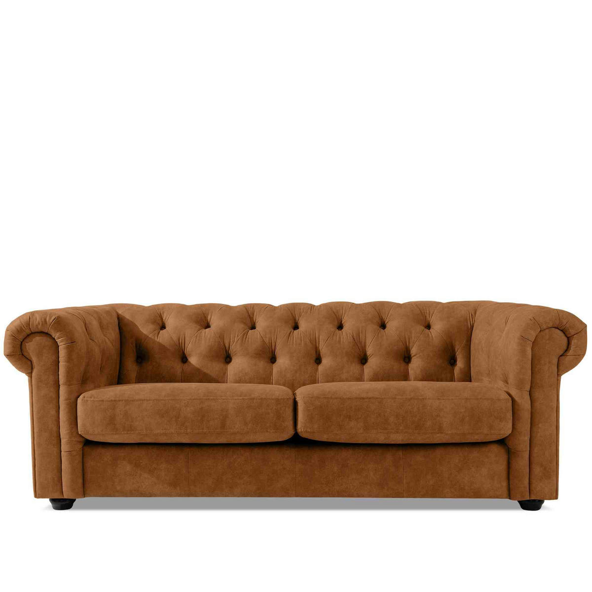 3-SITZER-SOFA GRAVO Chesterfield, Kunstleder - Wengefarben/Rotbraun, Leder/Holz (202/72/95cm) - KONSIMO®